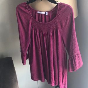 Lightweight Burgundy 3/4 sleeve top